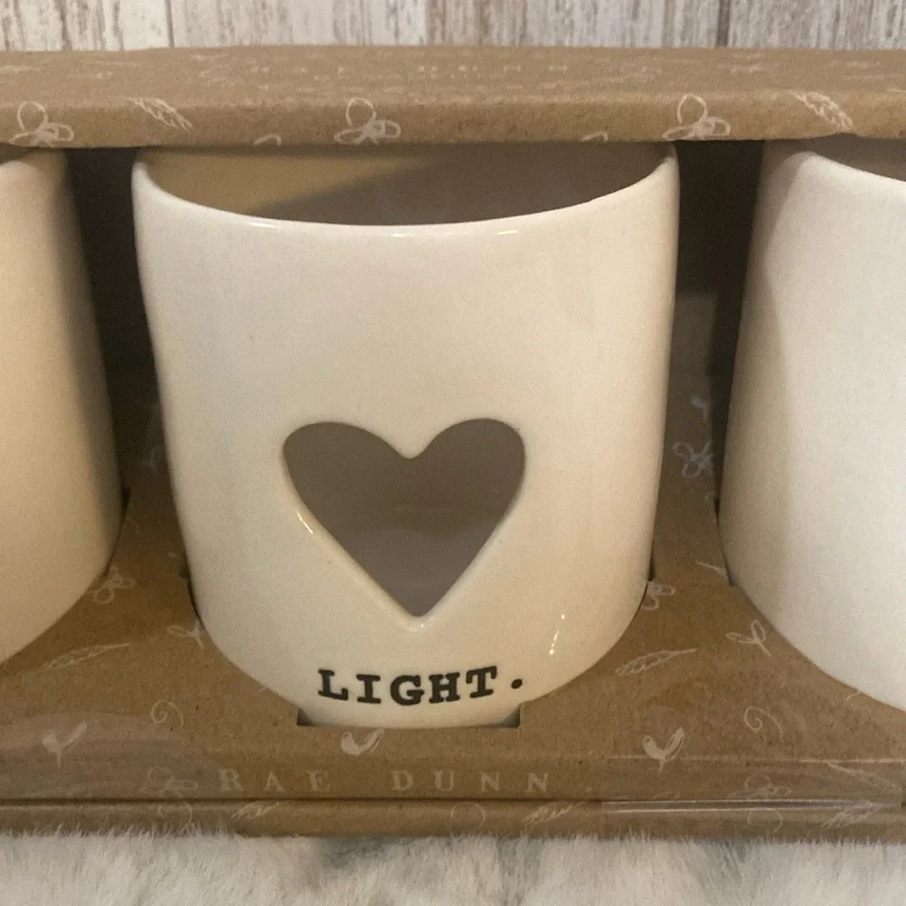 Rae Dunn Believe, Light & Peace Candle Holders